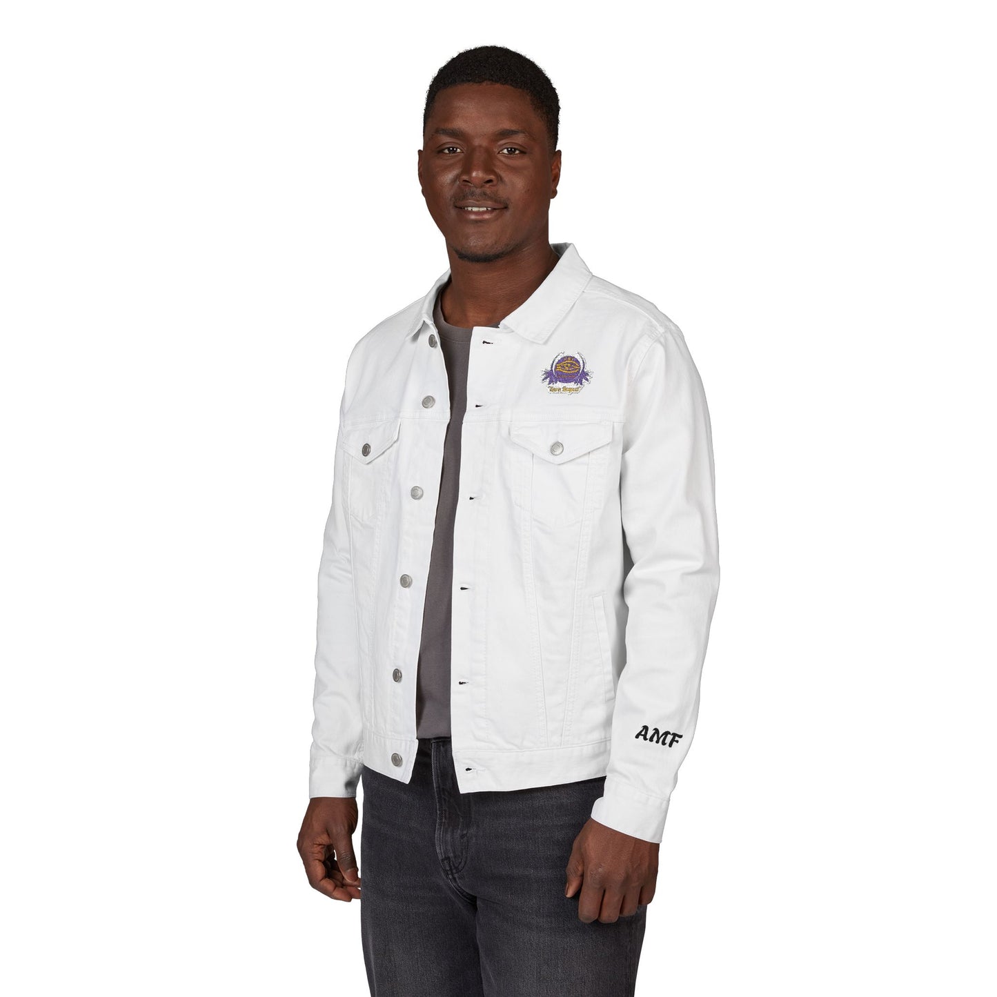 Denim Jacket (Embroidery) - AMF Brand White Unisex