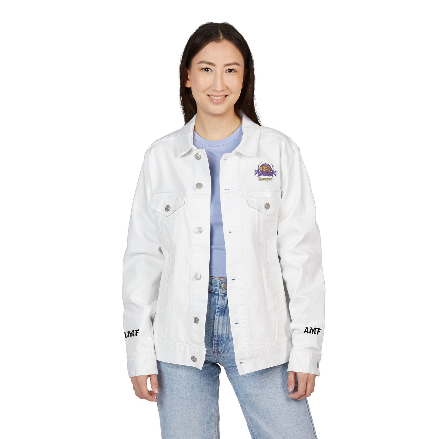Denim Jacket (Embroidery) - AMF Brand White Unisex