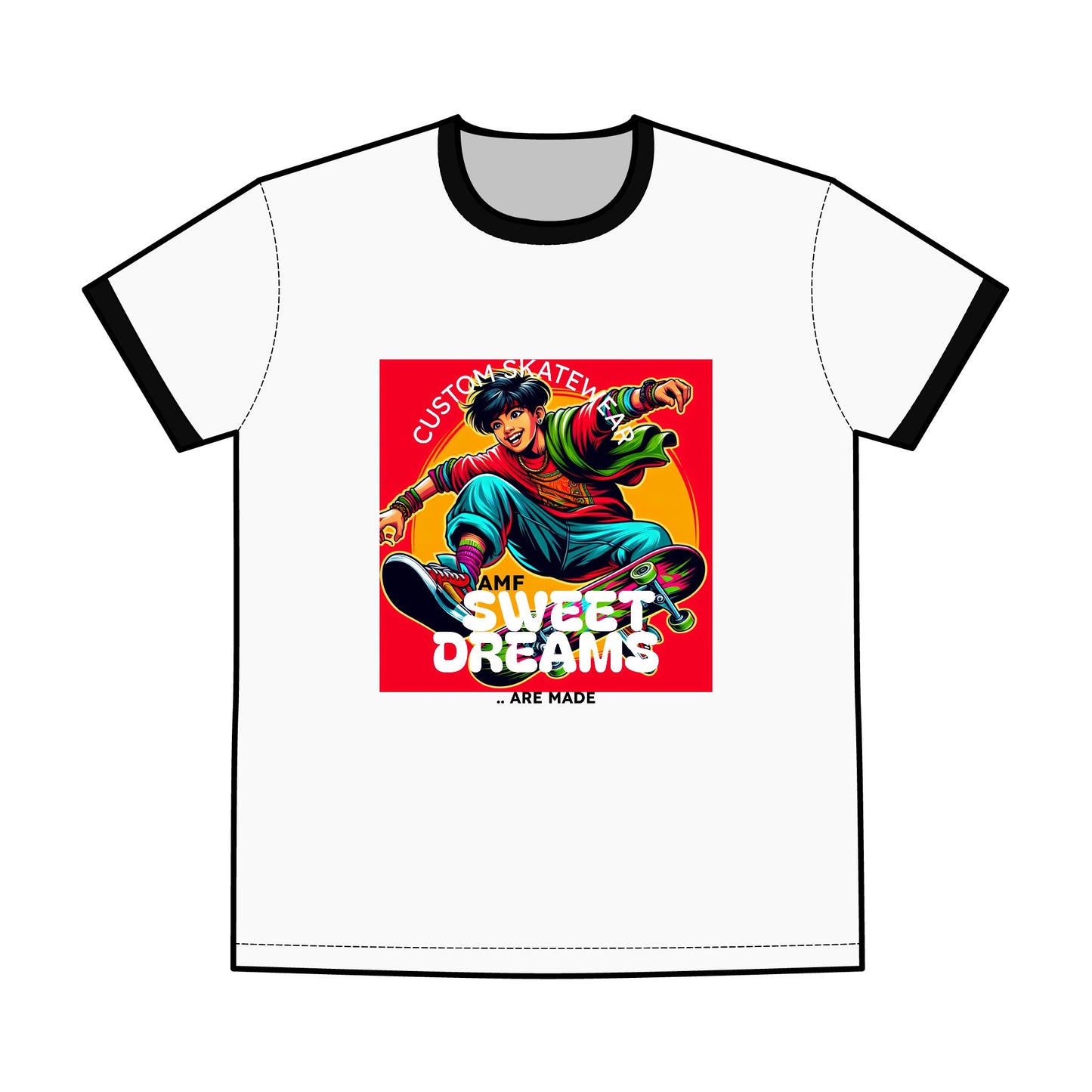 Men's Ringer Tee - Sweet Dreams & Progress Over Perfection AMF Skate Design