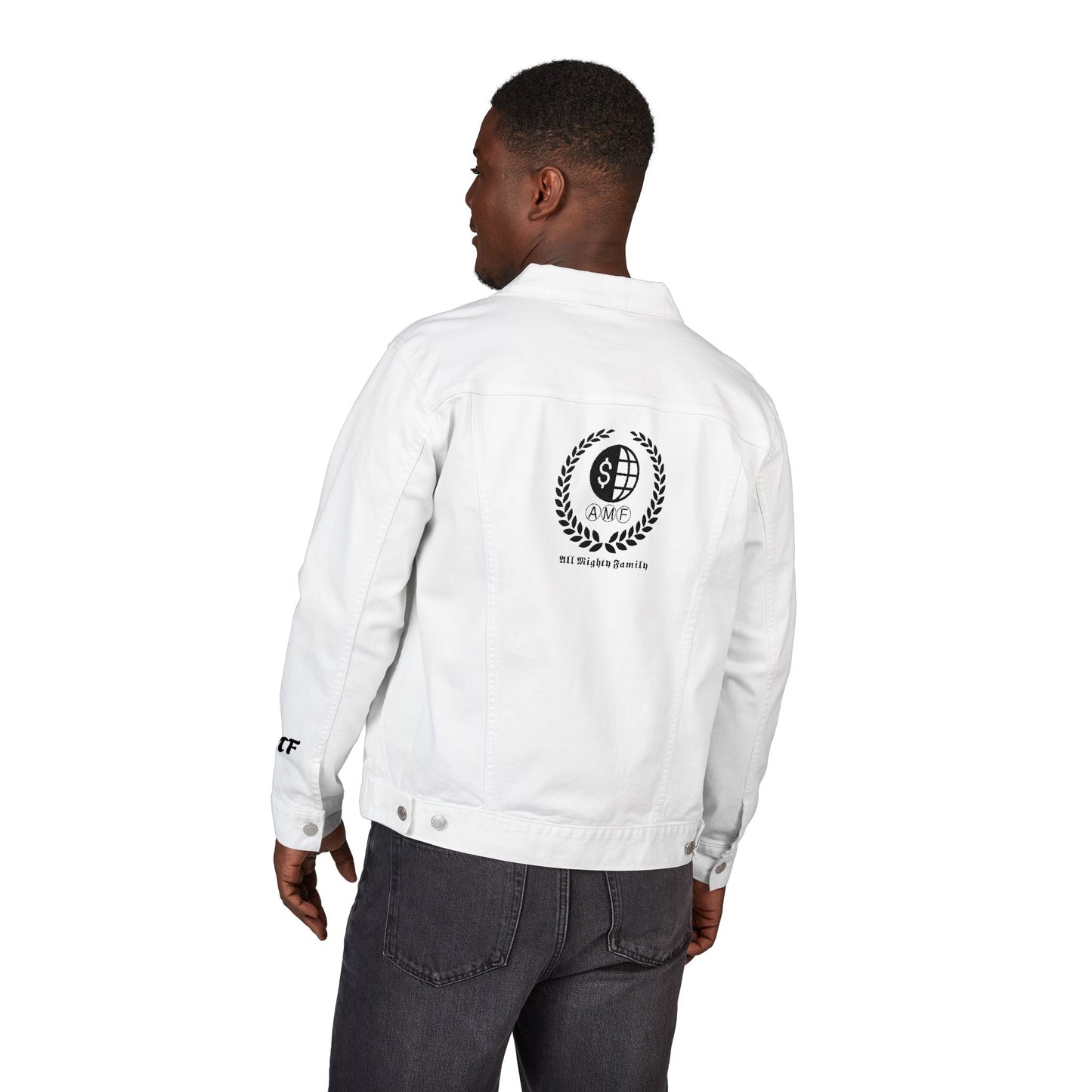Denim Jacket (Embroidery) - AMF Brand White Unisex
