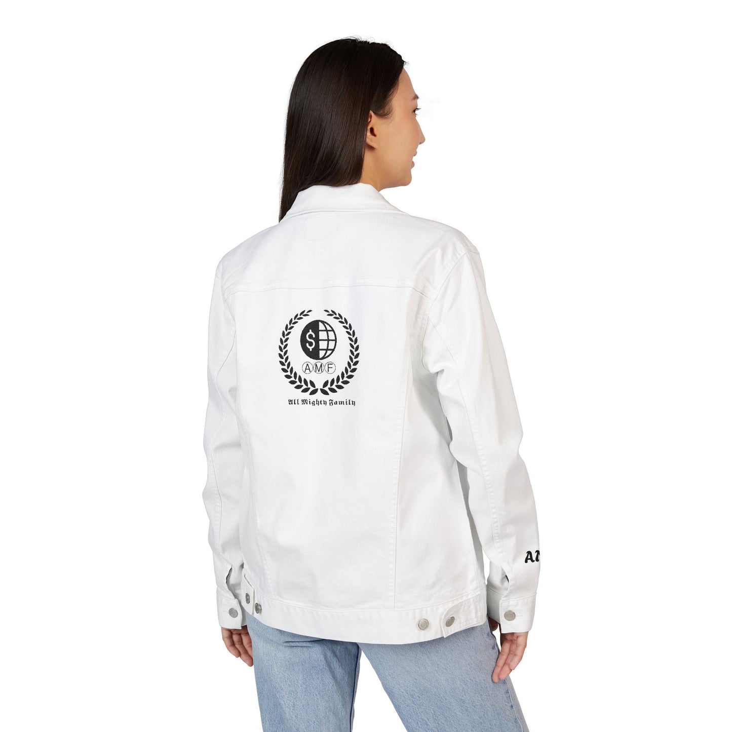 Denim Jacket (Embroidery) - AMF Brand White Unisex