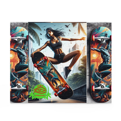Skateboard Girl Puzzle — 120/252/500-Piece Urban Skate Art Jigsaw