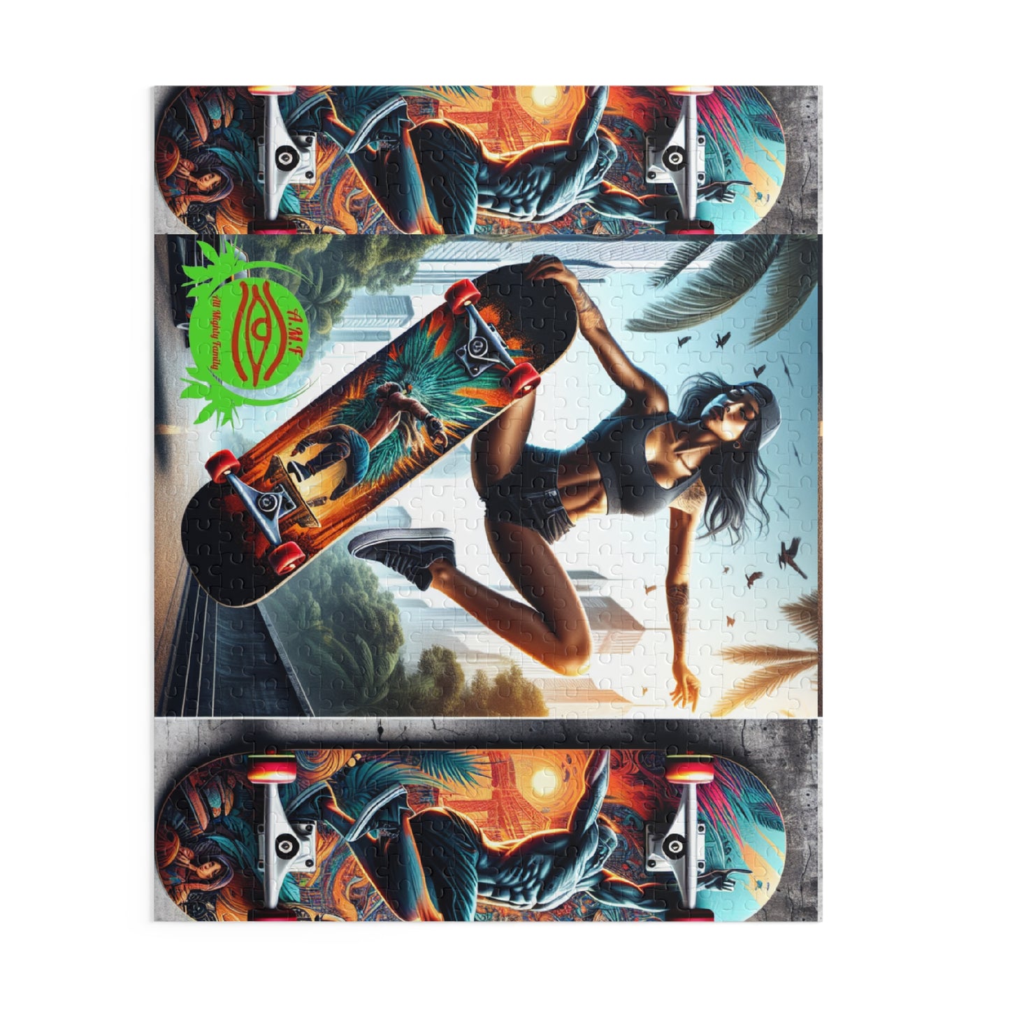 Skateboard Girl Puzzle — 120/252/500-Piece Urban Skate Art Jigsaw