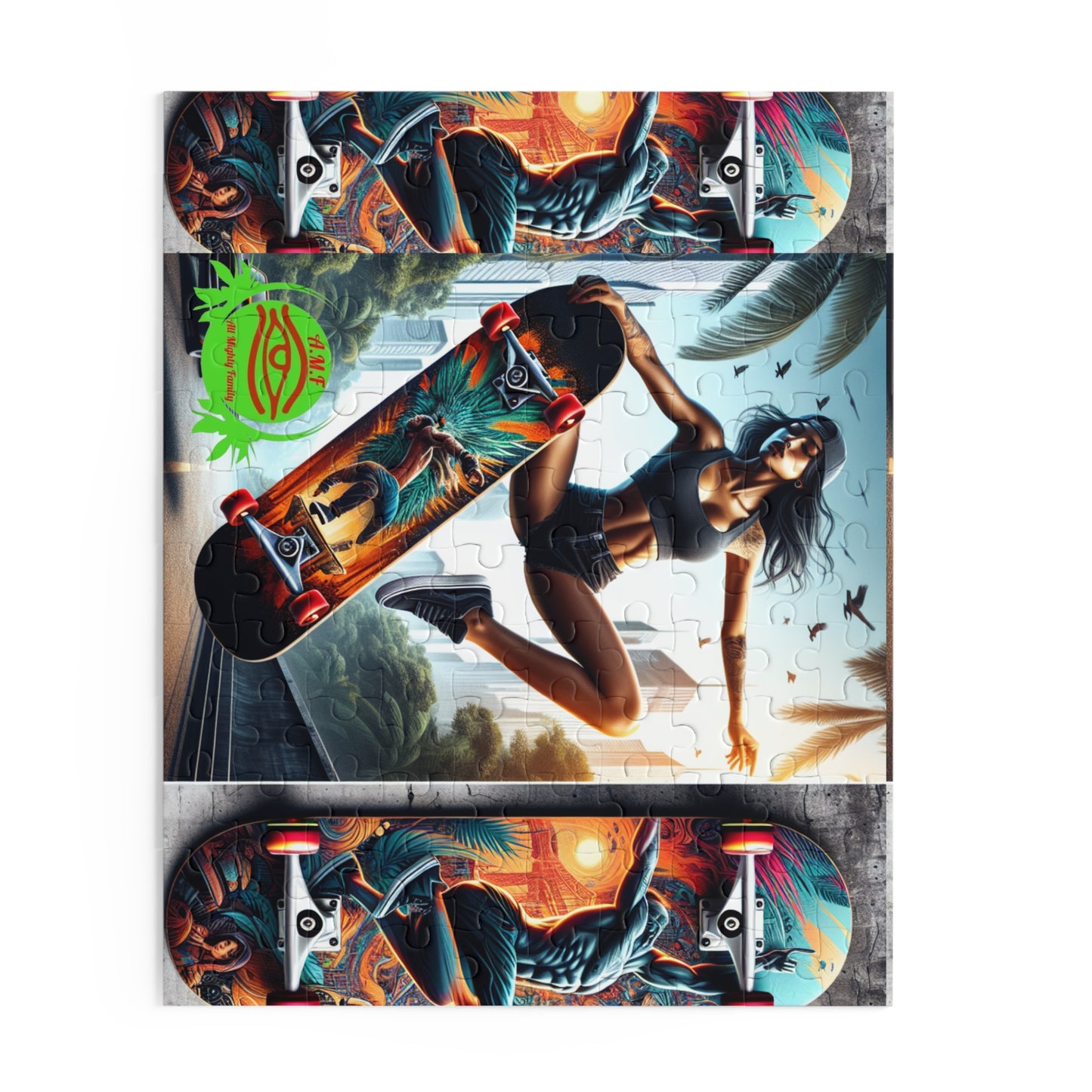 Skateboard Girl Puzzle — 120/252/500-Piece Urban Skate Art Jigsaw