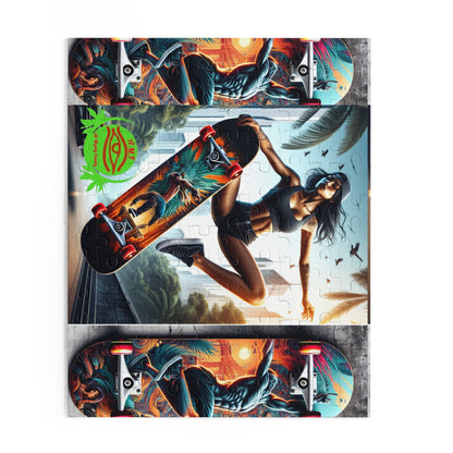 Skateboard Girl Puzzle — 120/252/500-Piece Urban Skate Art Jigsaw
