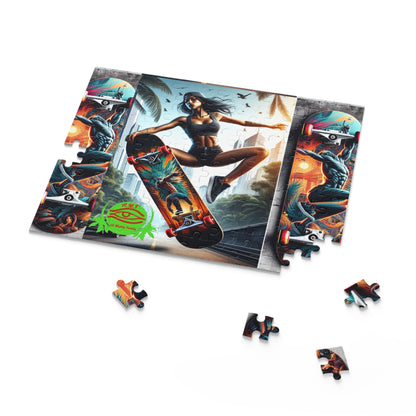 Skateboard Girl Puzzle — 120/252/500-Piece Urban Skate Art Jigsaw